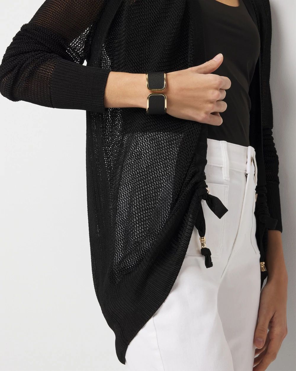 Mesh Cinched Cardigan Sweater | White House Black Market